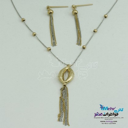 Half set of gold - necklace and earrings - geometric design-MS0490